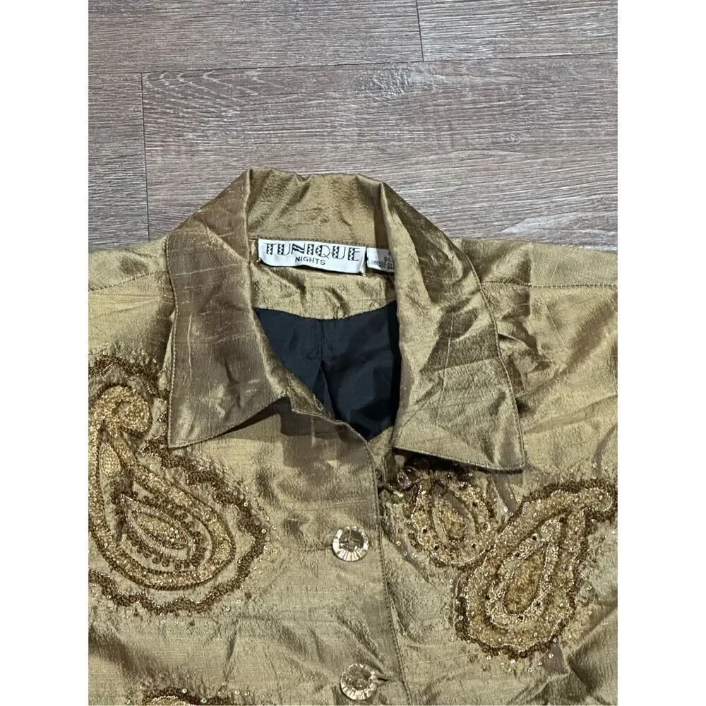 Tunique nights silk jacket embroidered embellished formal M